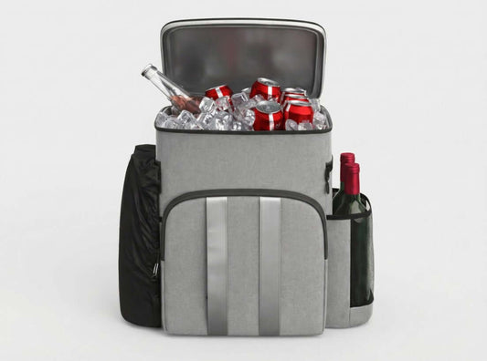 HOT PRICE insulated cooler backpack in navy, featuring adjustable straps and a spacious compartment for food and drinks.